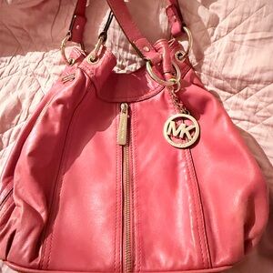 Michael Kors Rose Shoulder Bag with Gold Accents